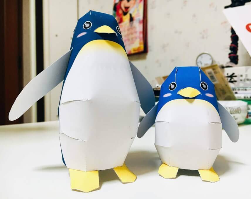 ペンギン親子のペーパークラフト：完成